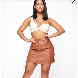 Leather brown skirt